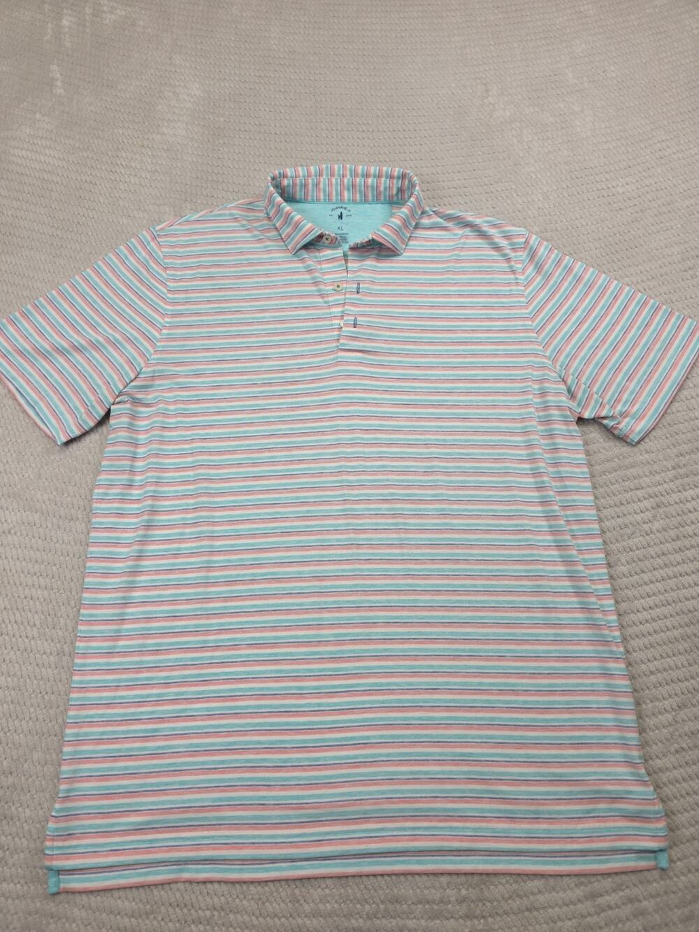 Johnnie O Shirt Mens XL Pastel Striped Shirt Sleeve Polo